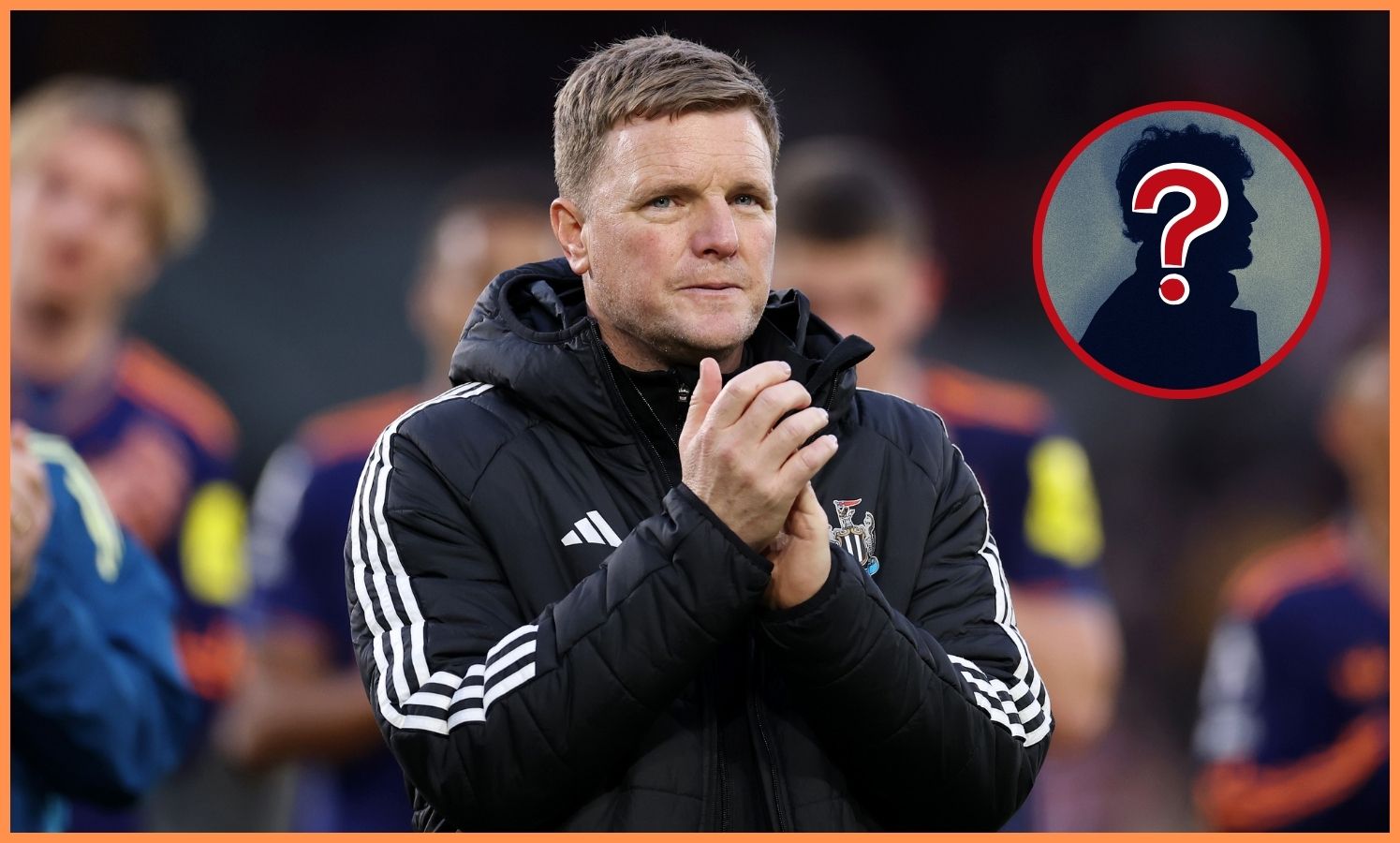 Eddie Howe applauds the Newcastle United supporters