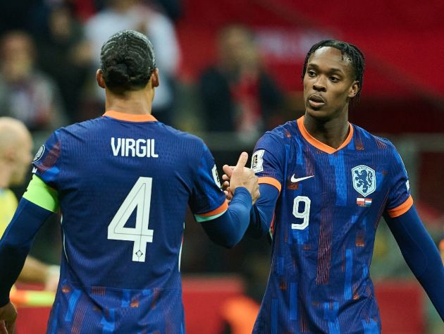 Emanuel Emegha with Virgil van Dijk
