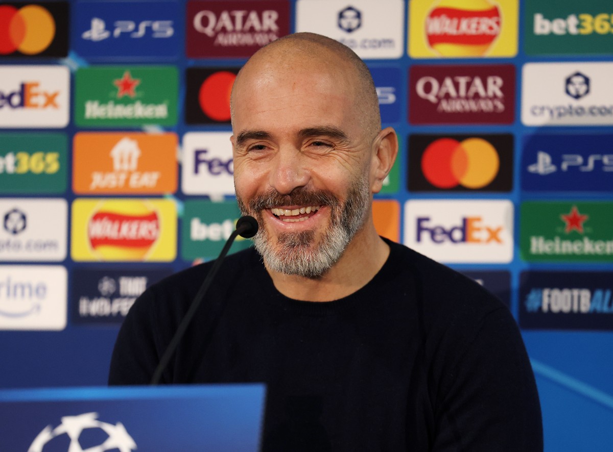 Enzo Maresca speaking at a press conference