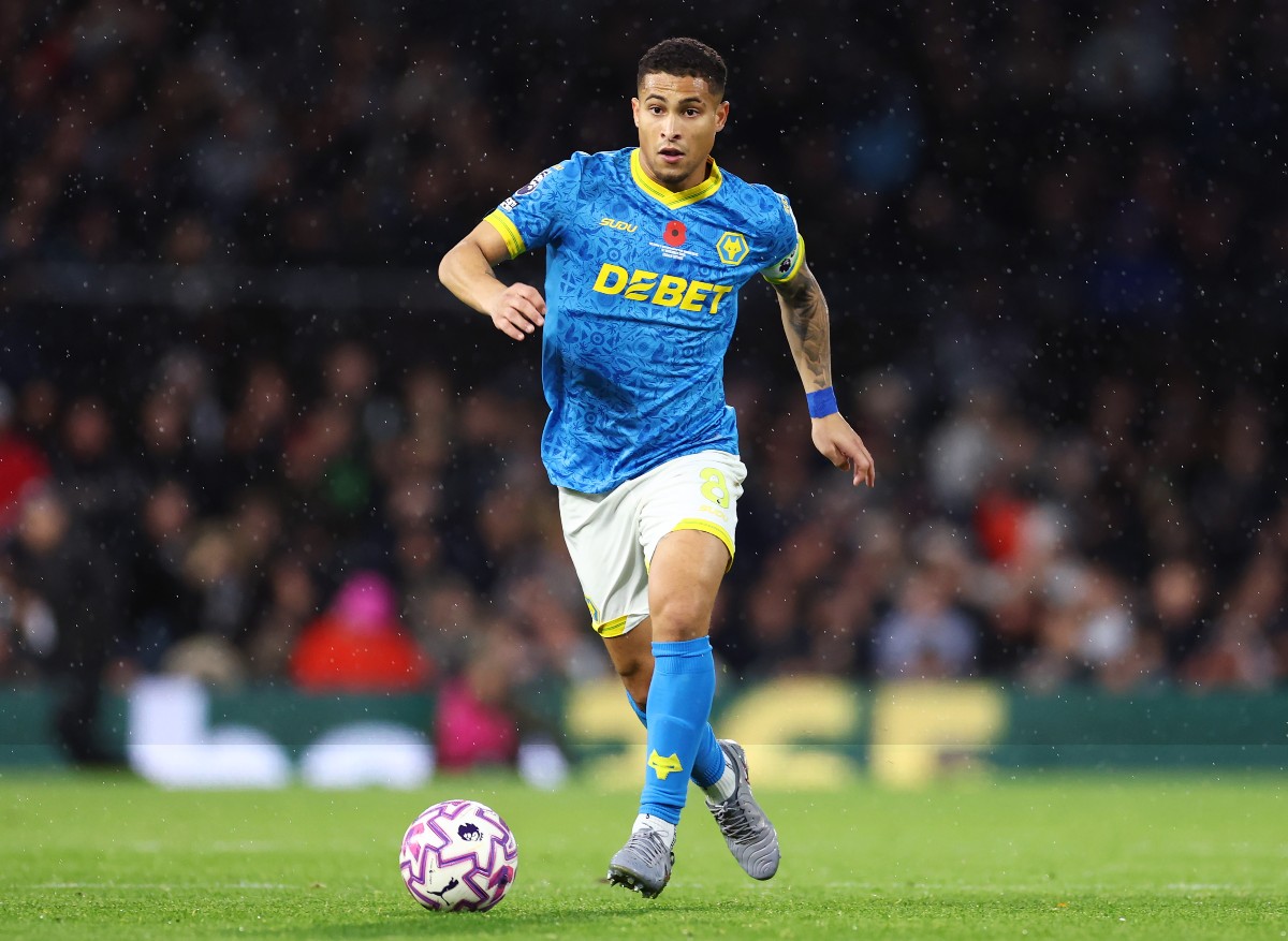 Joao Gomes in action for Wolves vs Fulham