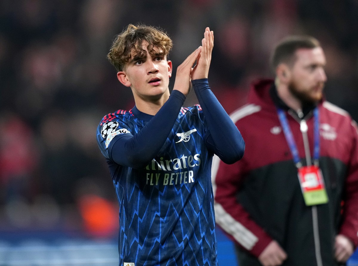 Max Dowman applauds the Arsenal fans