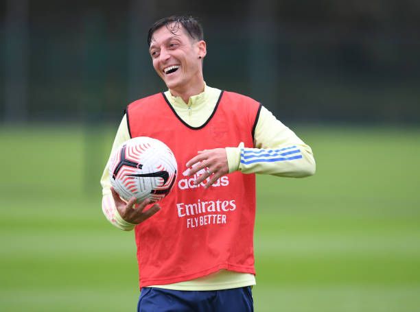 Mesut Ozil in training for Arsenal
