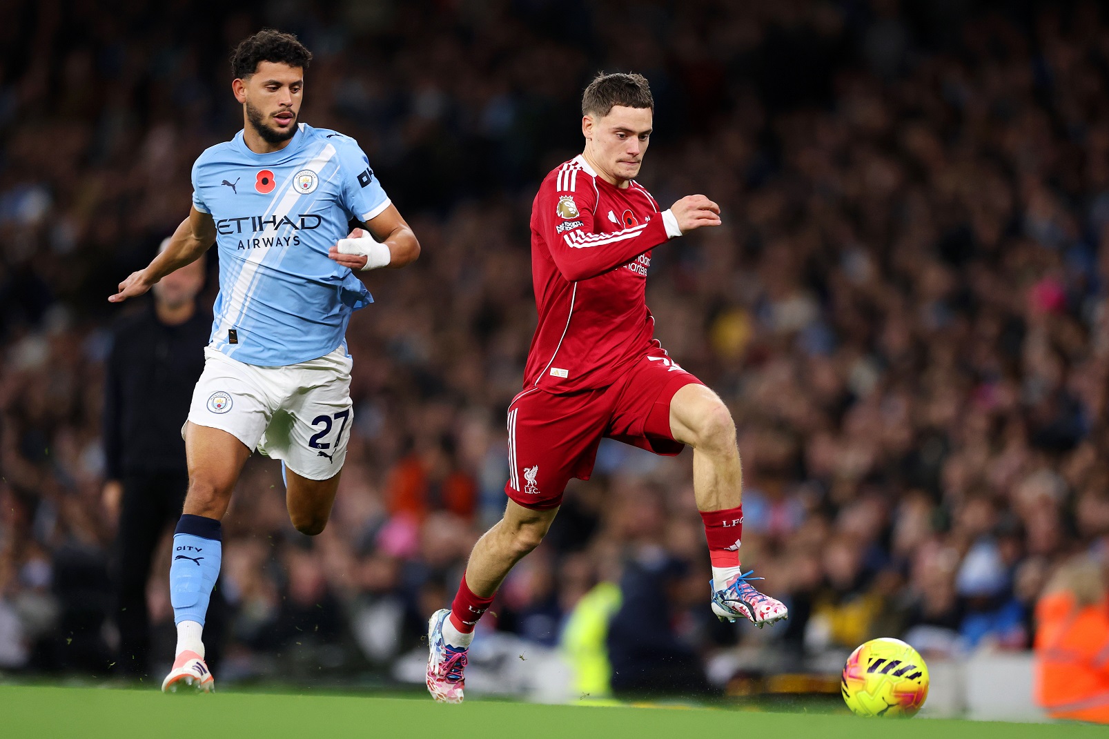 Florian Wirtz of Liverpool runs with the ball
