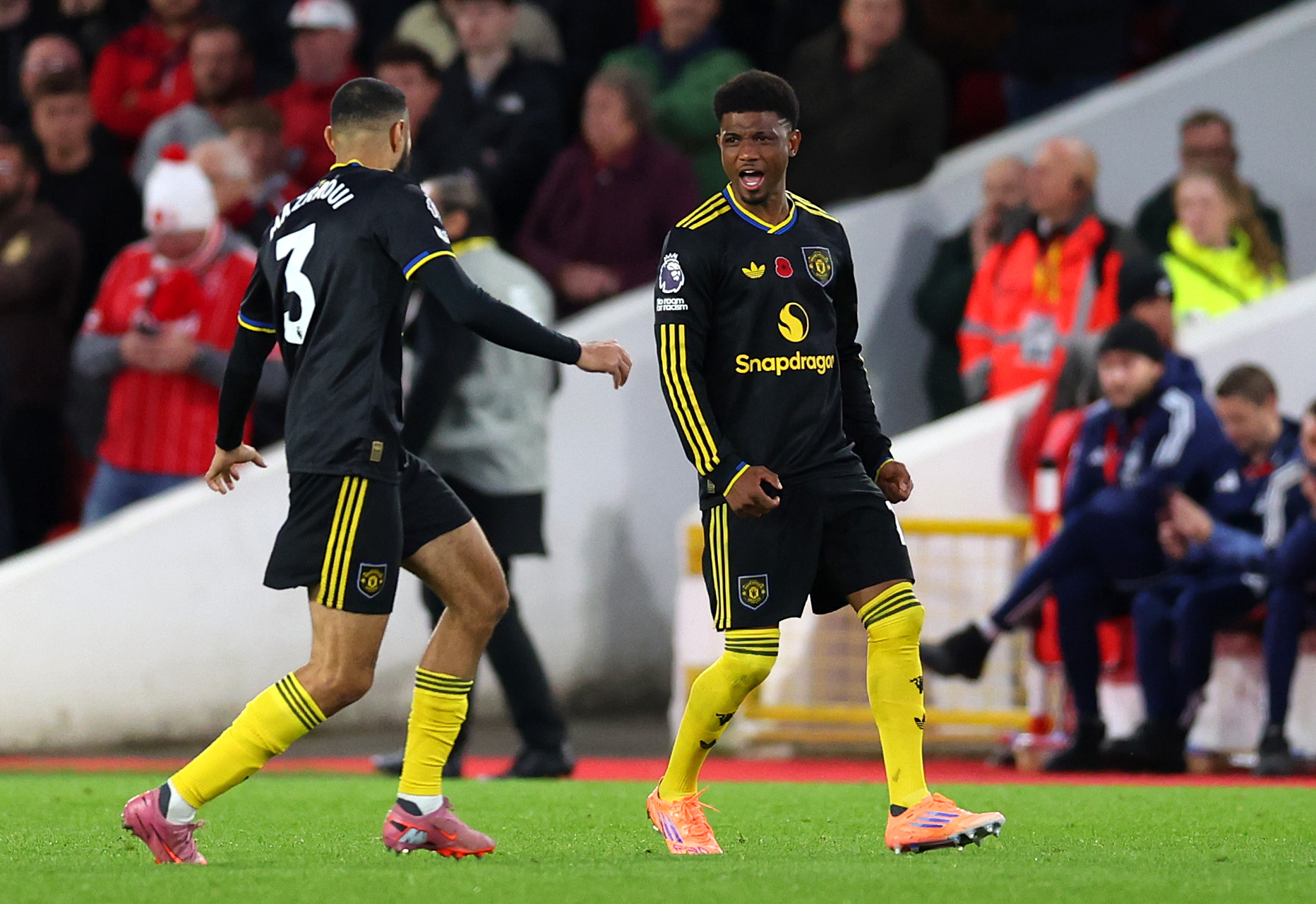 Amad Diallo of Manchester United celebrates scoring