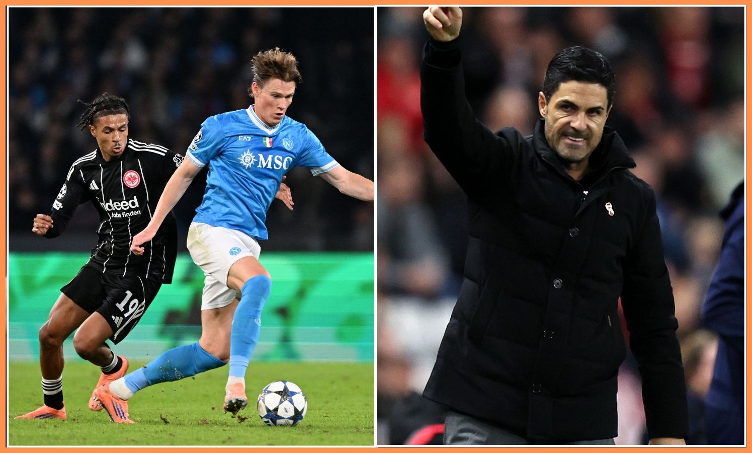 Jean-Matteo Bahoya and Mikel Arteta