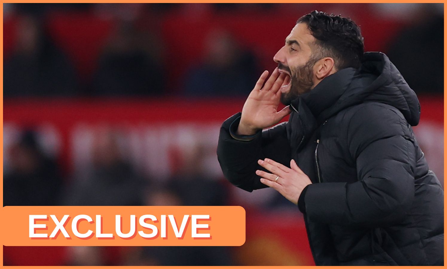 Manchester United manager Ruben Amorim shouting instructions during the 4-4 draw vs Bournemouth