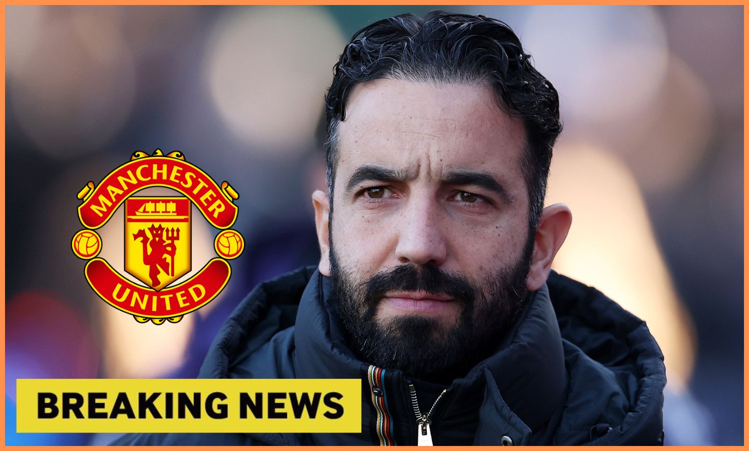 Ruben Amorim and 'breaking news' banner