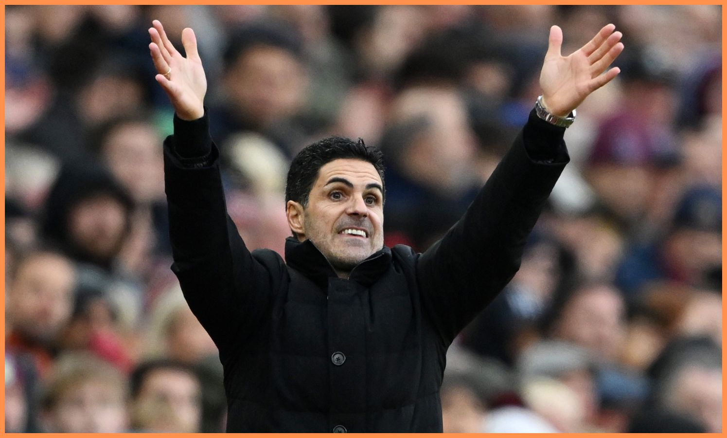 Arsenal manager Mikel Arteta reacts during the defeat vs Aston Villa