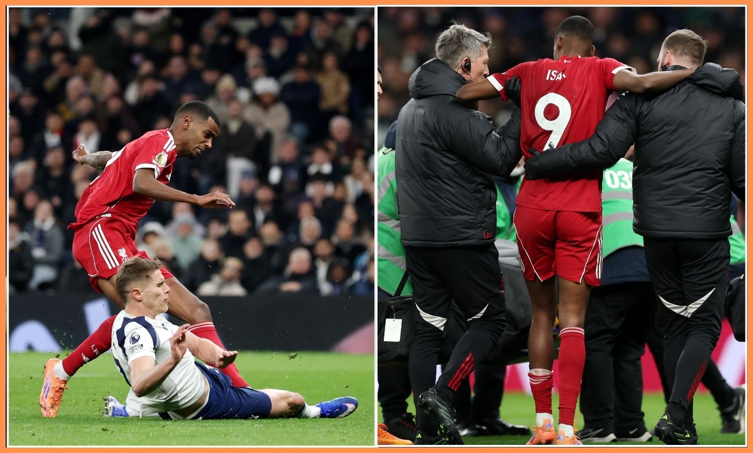 Alexander Isak scores and gets injured during Liverpool's game vs Tottenham