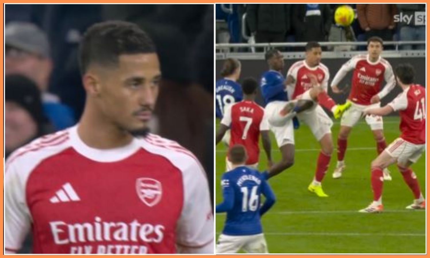 William Saliba during Arsenal vs Everton