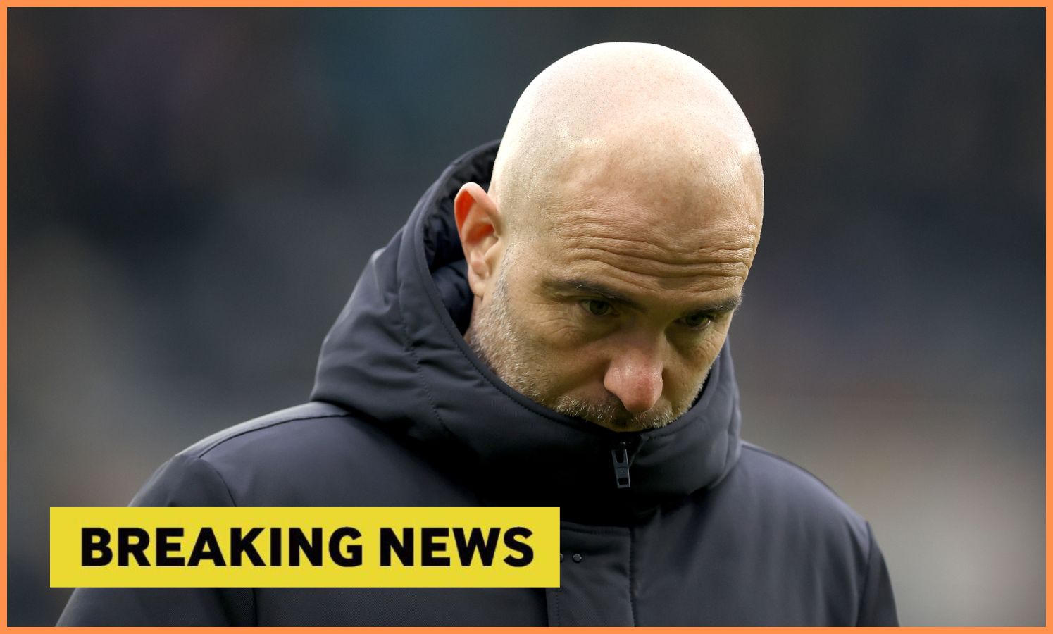 Chelsea manager Enzo Maresca, and 'breaking news' banner