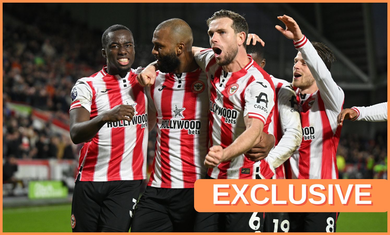 Igor Thiago celebrates with his Brentford teammates