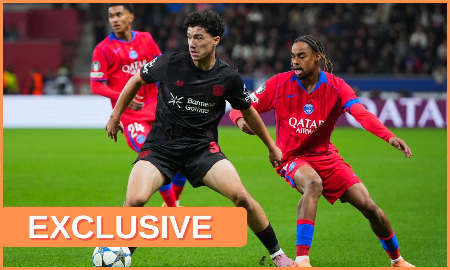 Bradley Barcola in action for PSG