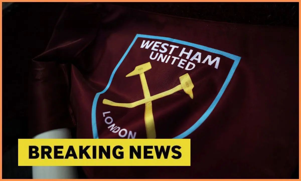 West Ham badge with Breaking news overlay