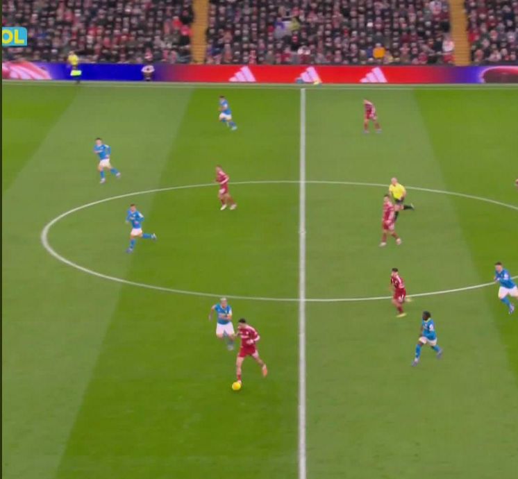 Screengrab from NBC Sports' goal video of Florian Wirtz's strike vs Wolves