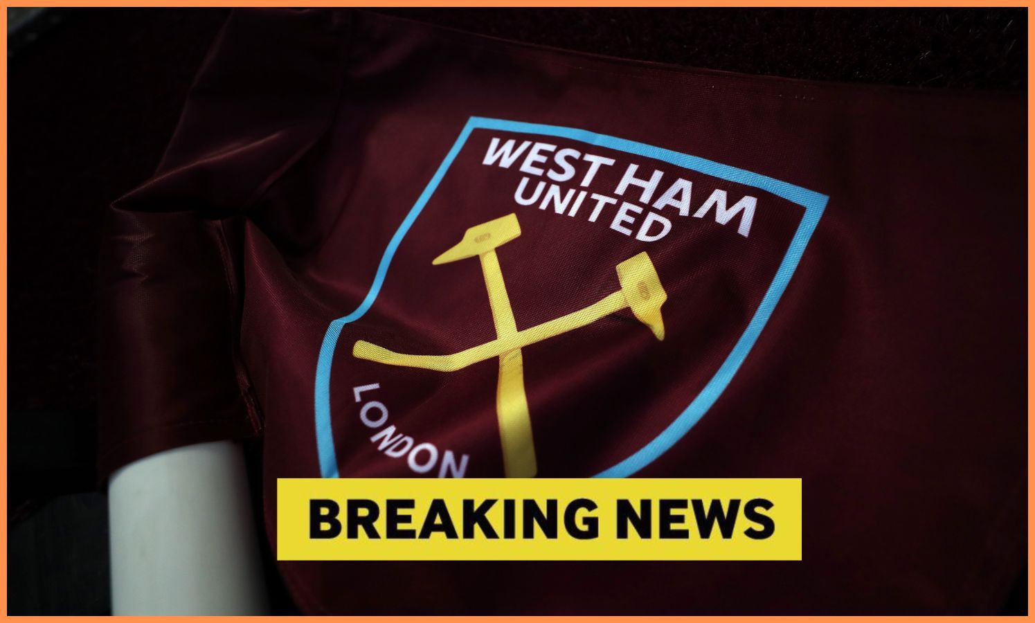 West Ham badge with breaking news overlay