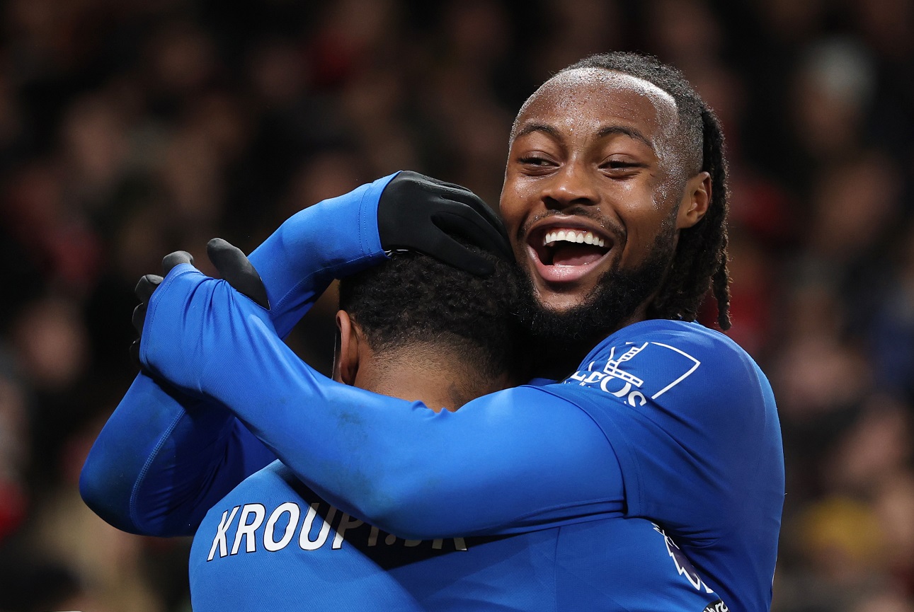 Eli Junior Kroupi of AFC Bournemouth is congratulated by teammate Antoine Semenyo