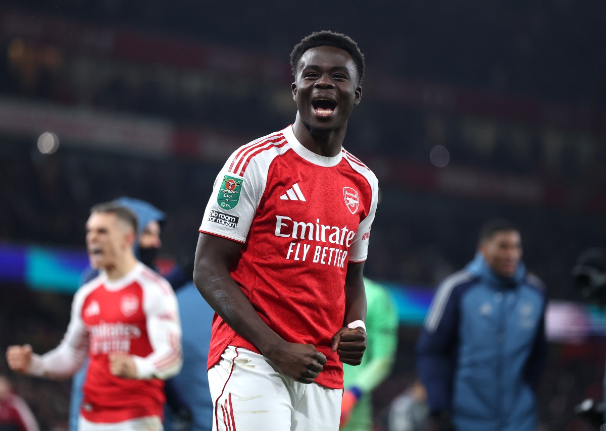 Bukayo Saka celebrates Arsenal's Carabao Cup win over Crystal Palace