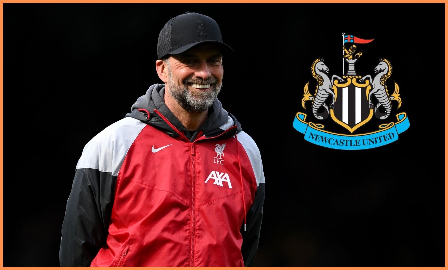 Jurgen Klopp and the Newcastle United logo