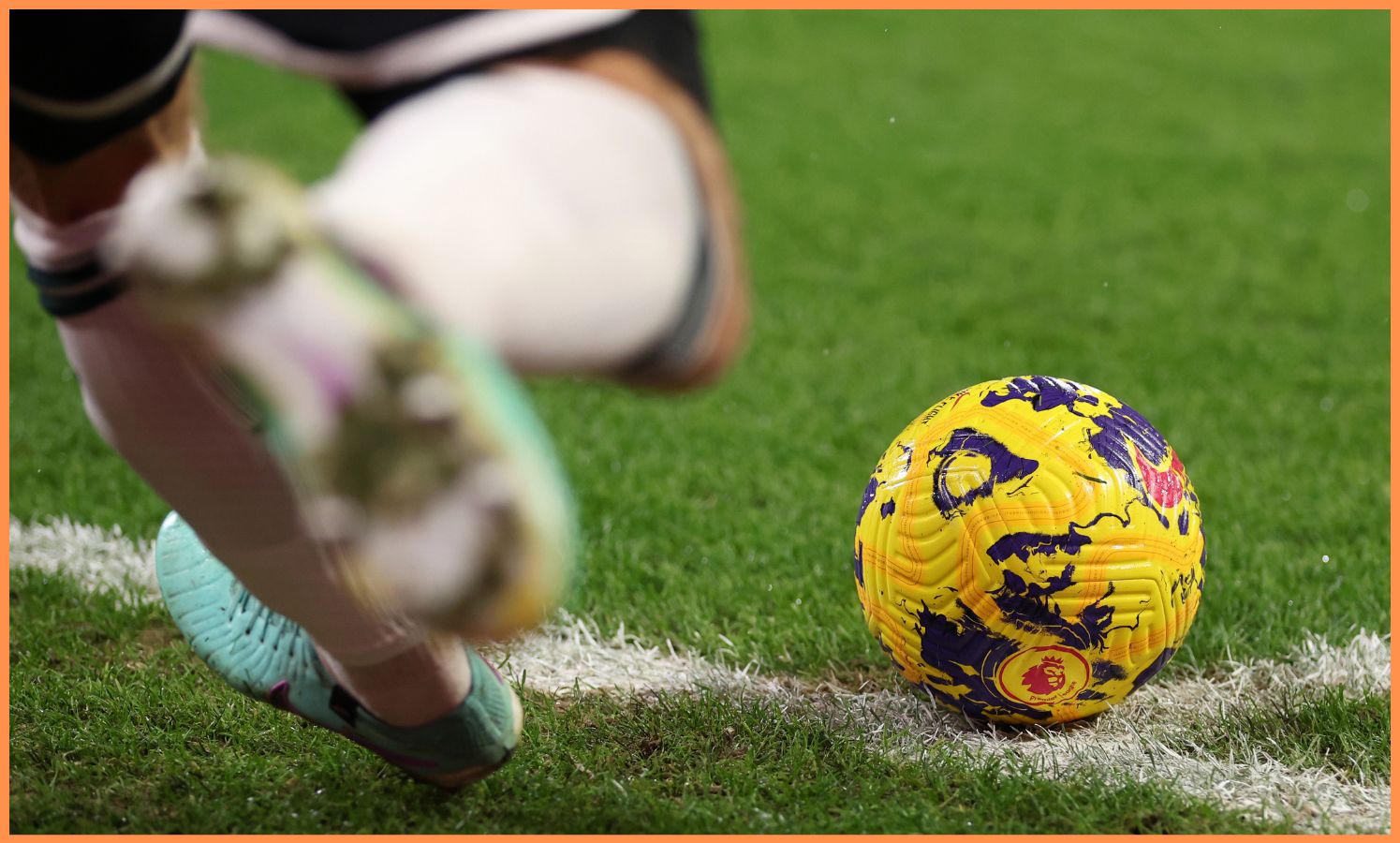 A player takes a corner kick