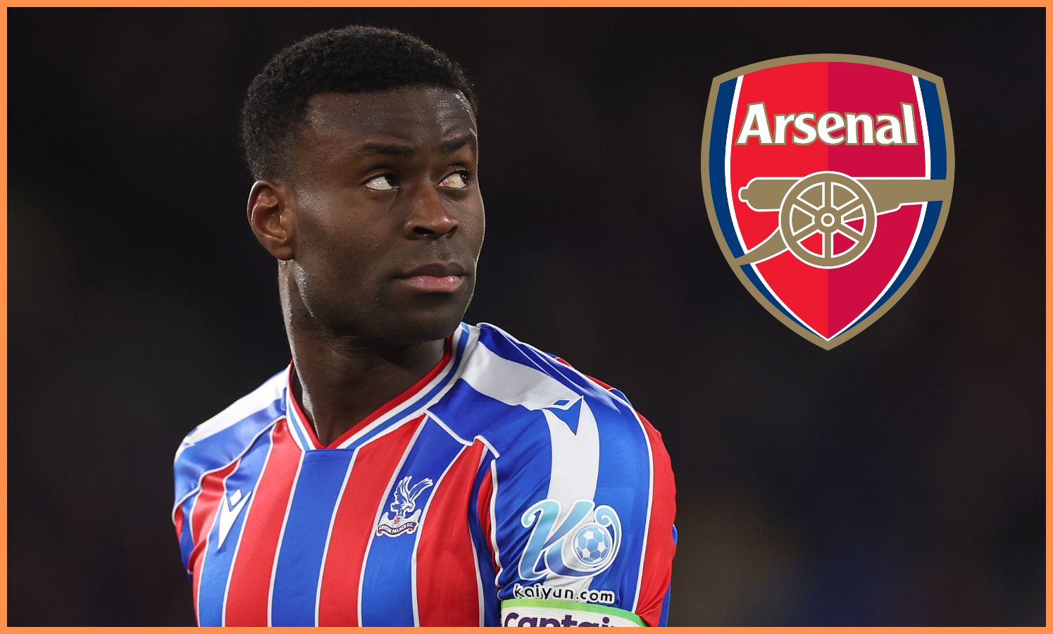 Marc Guehi and the Arsenal FC badge