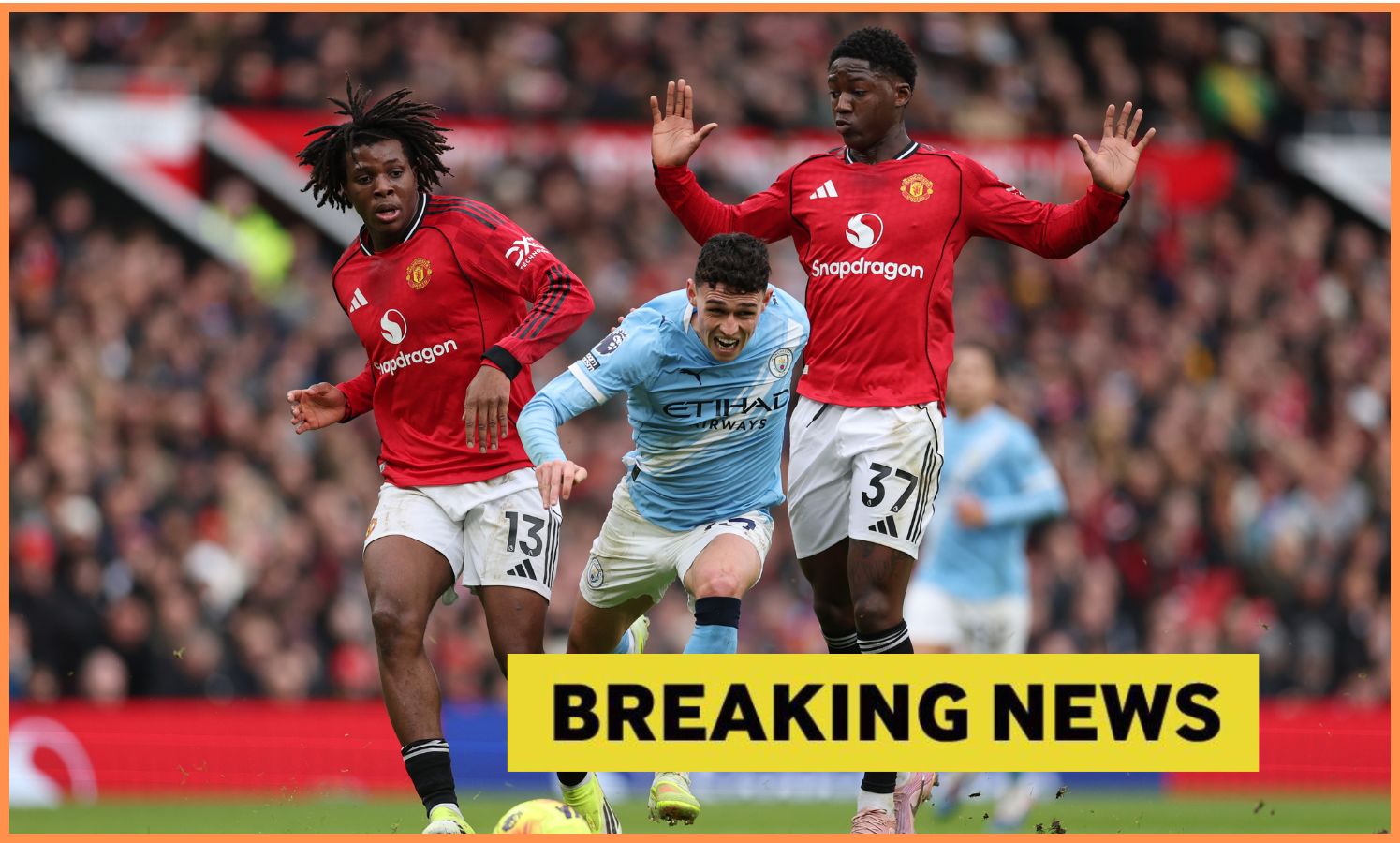 Kobbie Mainoo in action for Man United vs Man City