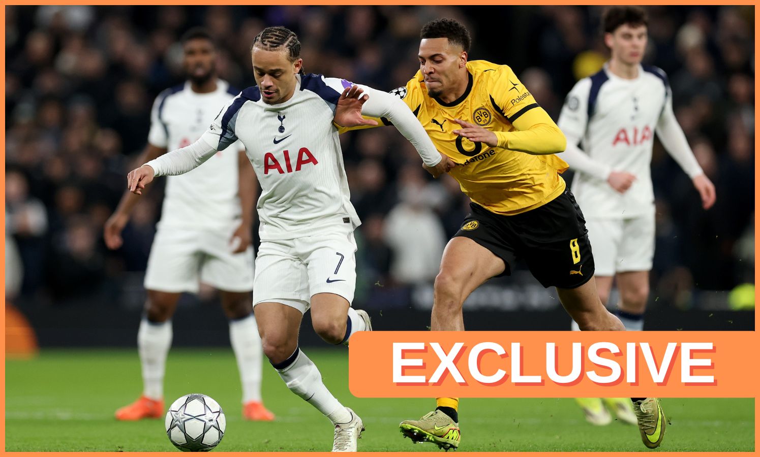 Felix Nmecha in action for Borussia Dortmund vs Tottenham