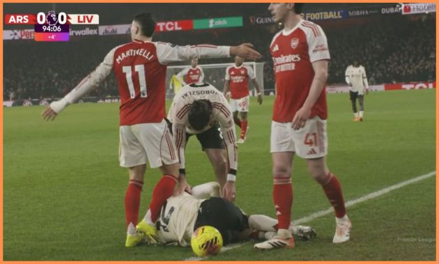 Gabriel Martinelli has been criticised for pushing Conor Bradley