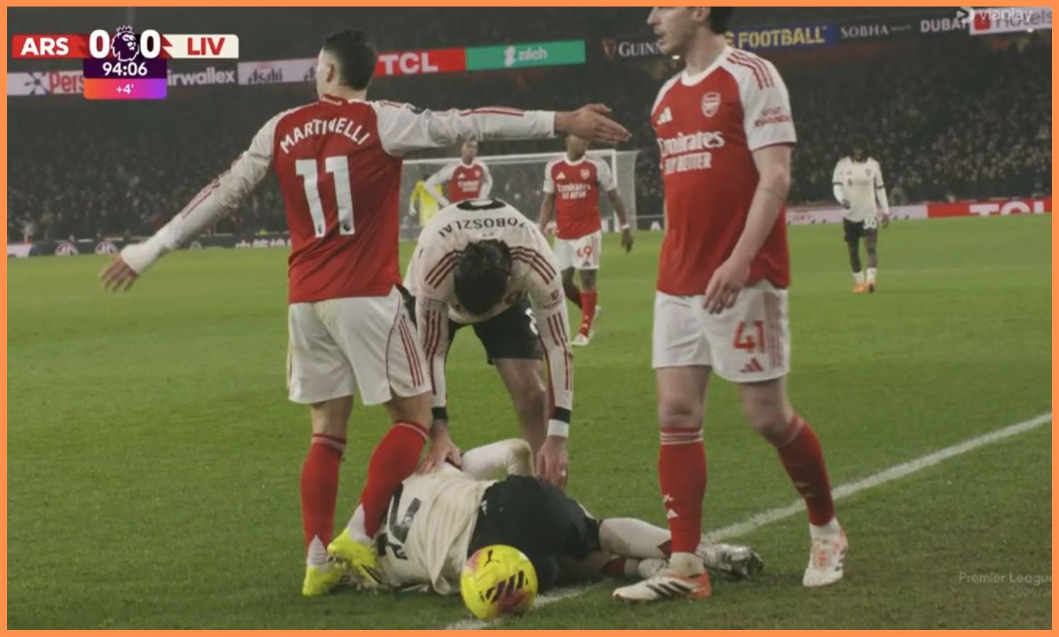 Gabriel Martinelli has been criticised for pushing Conor Bradley