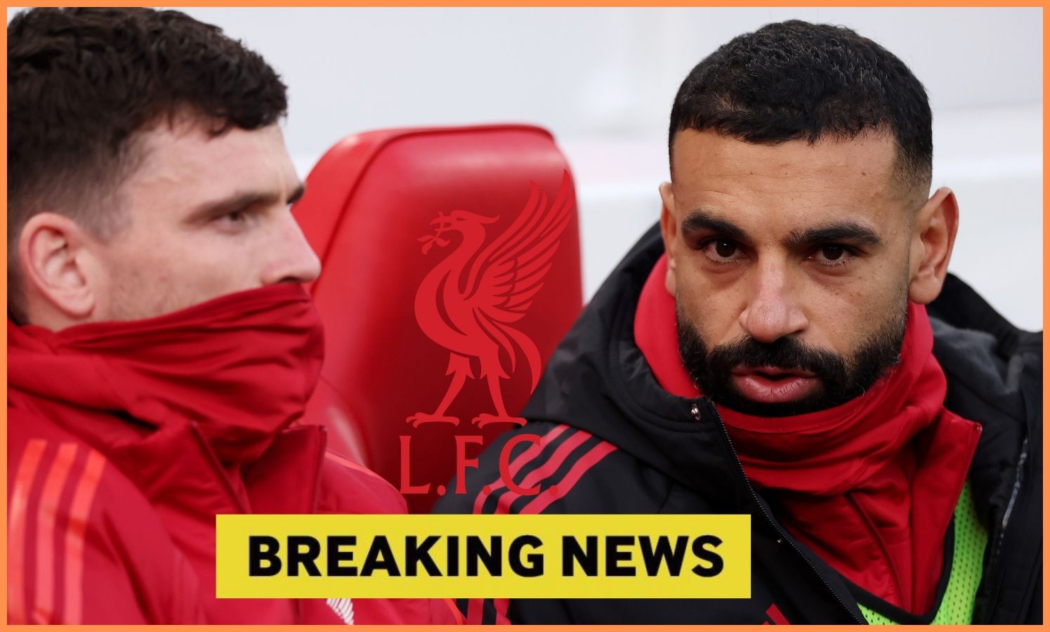 Andrew Robertson and Mohamed Salah on the Liverpool bench