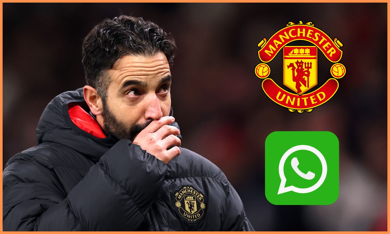 Ruben Amorim, Man United and WhatsApp logos