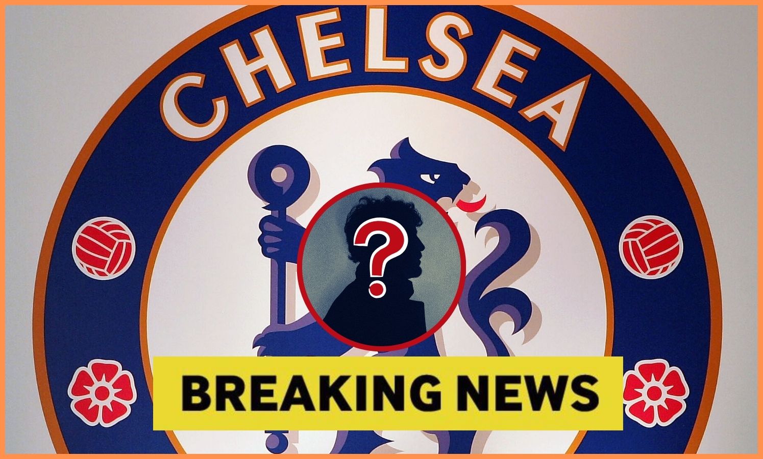 Chelsea FC logo and yellow 'breaking news' banner