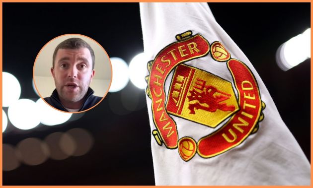 Manchester United corner flag and Fabrizio Romano