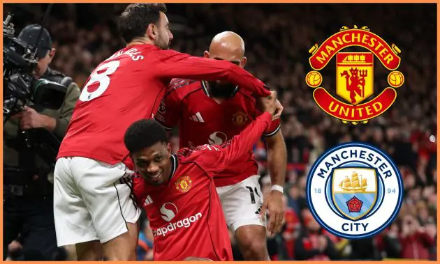 Manchester United players celebrate