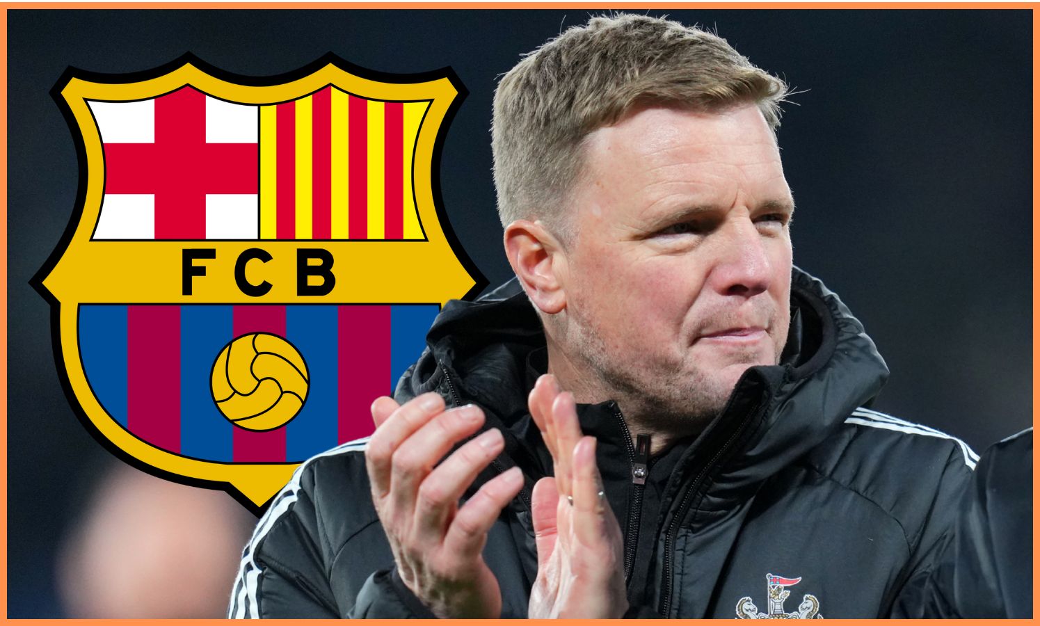 Eddie Howe and the Barcelona logo
