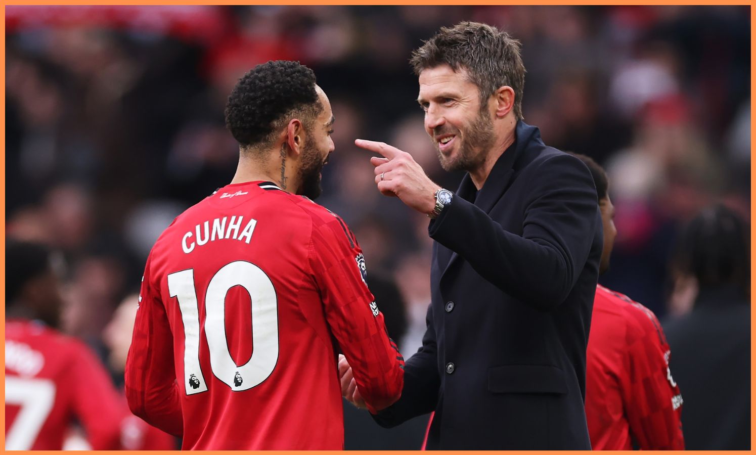 Michael Carrick celebrates after Manchester United's win vs Manchester City