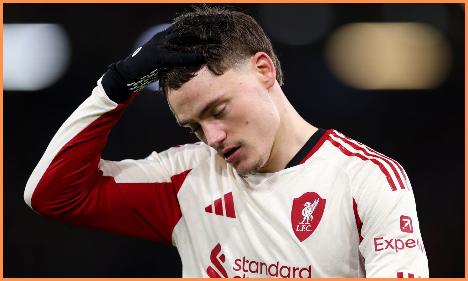 Florian Wirtz reacts during Liverpool's defeat against Bournemouth