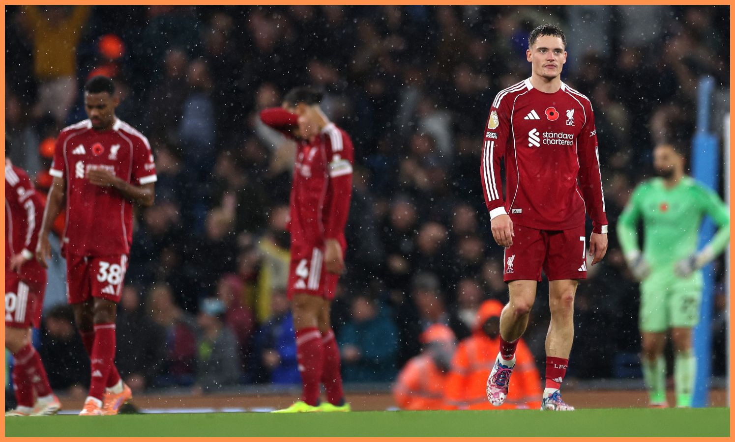 Florian Wirtz reacts after Liverpool's defeat vs Manchester City