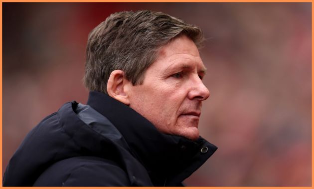 Crystal Palace manager Oliver Glasner looks on
