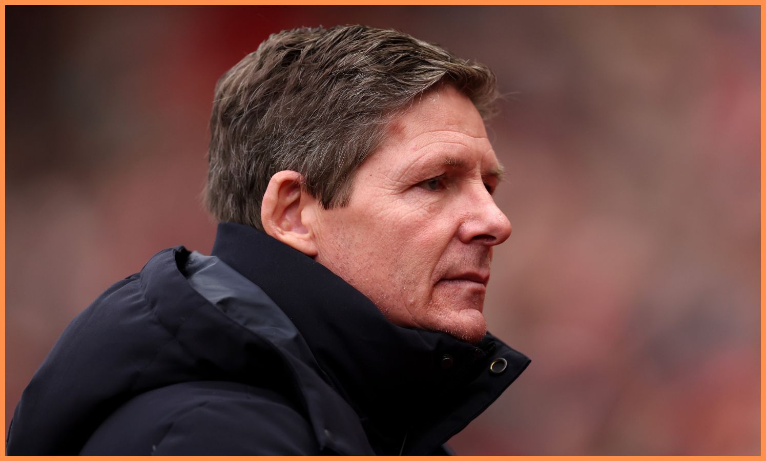 Crystal Palace manager Oliver Glasner looks on