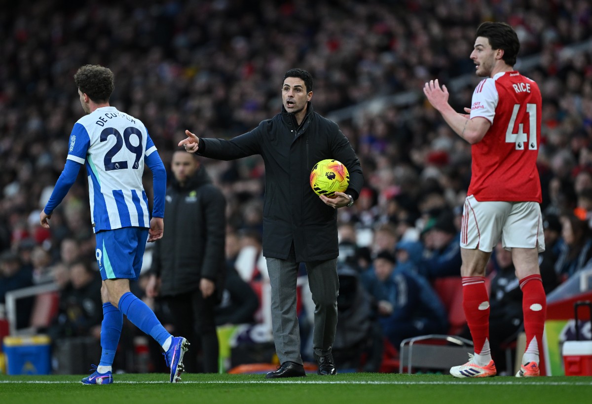 Mikel Arteta during Arsenal's win vs Brighton at the Emirates Stadium
