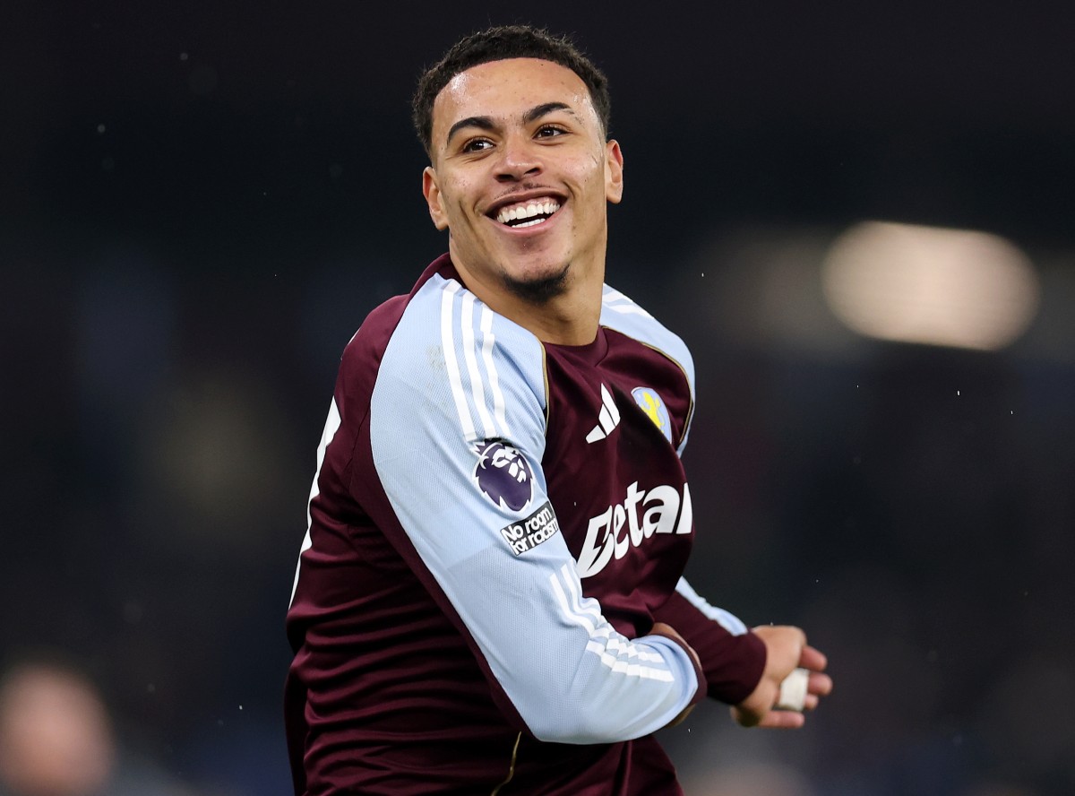 Morgan Rogers celebrates a goal for Aston Villa