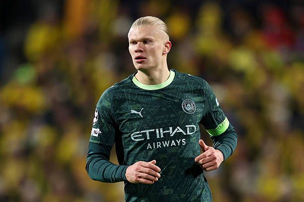 Erling Haaland of Manchester City looks on during the UEFA Champions League 2025/26 League Phase MD7 match between FK Bodo/Glimt and Manchester City