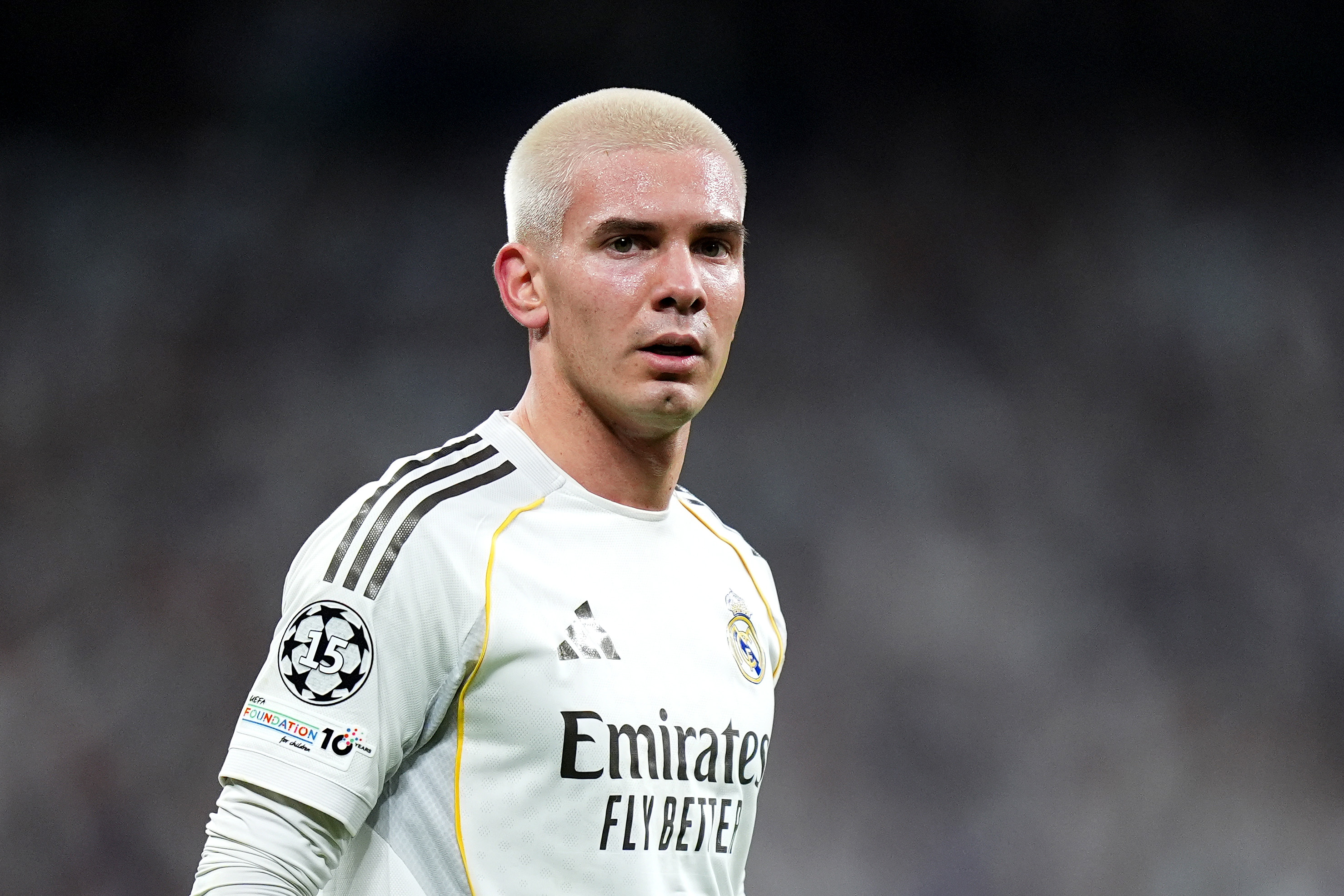 Franco Mastantuono of Real Madrid looks on during the UEFA Champions League