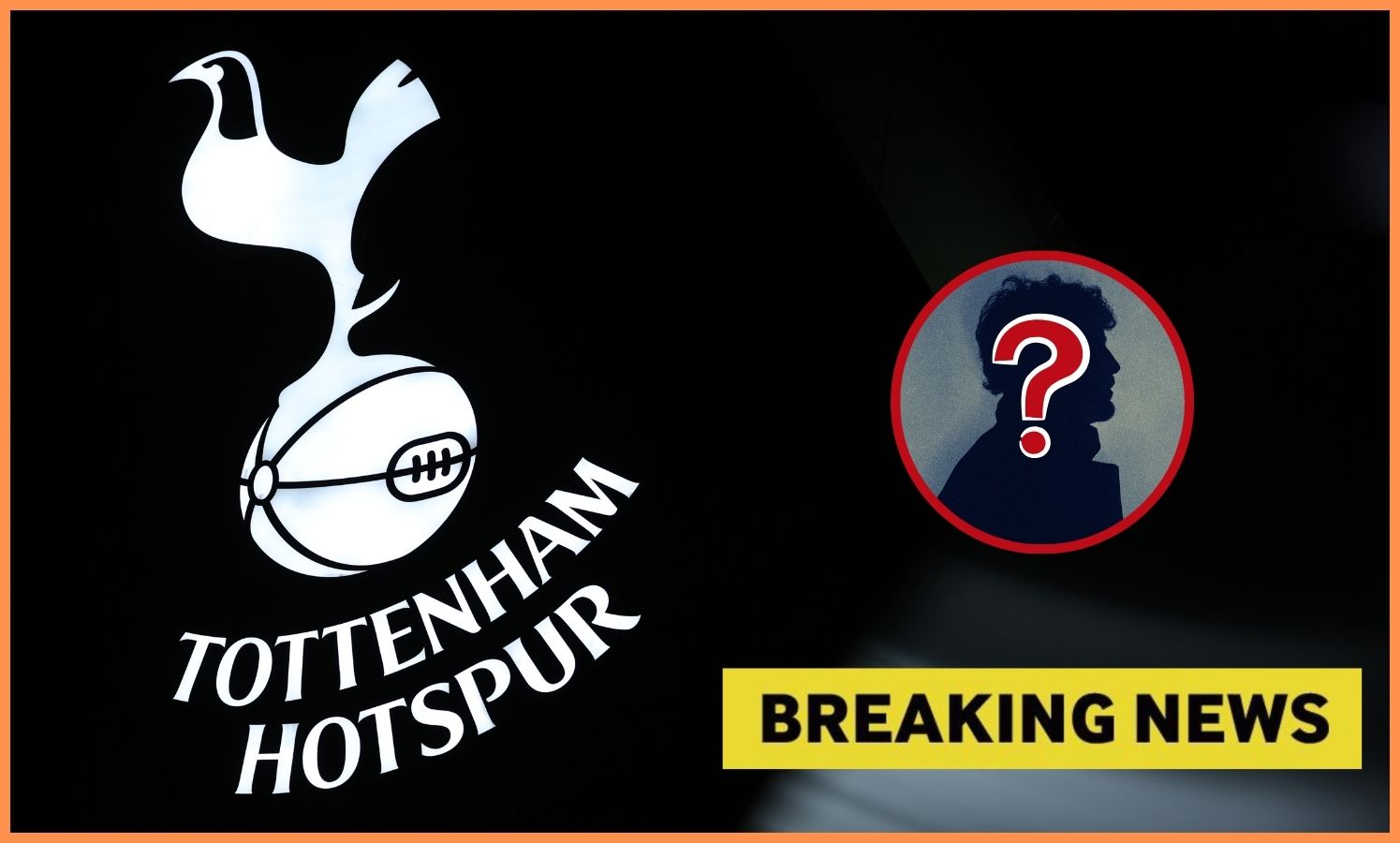 Tottenham Hotspur logo and 'breaking news' banner