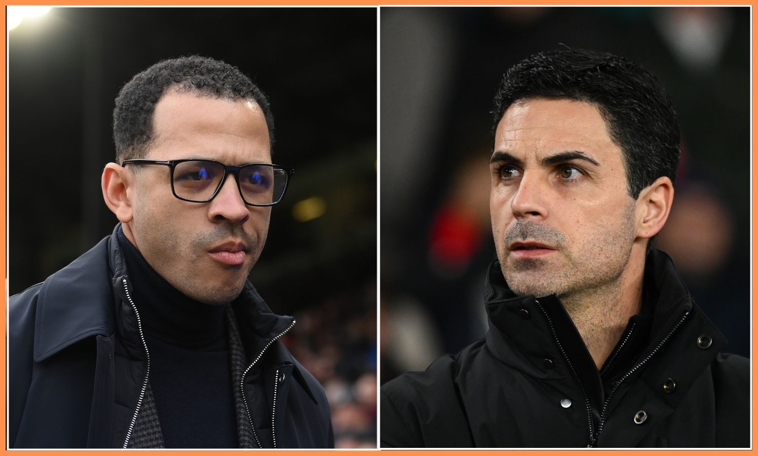 Liam Rosenior and Mikel Arteta