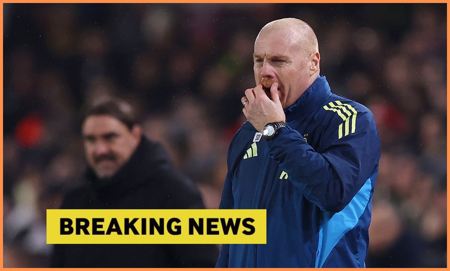 Sean Dyche and 'breaking news' banner