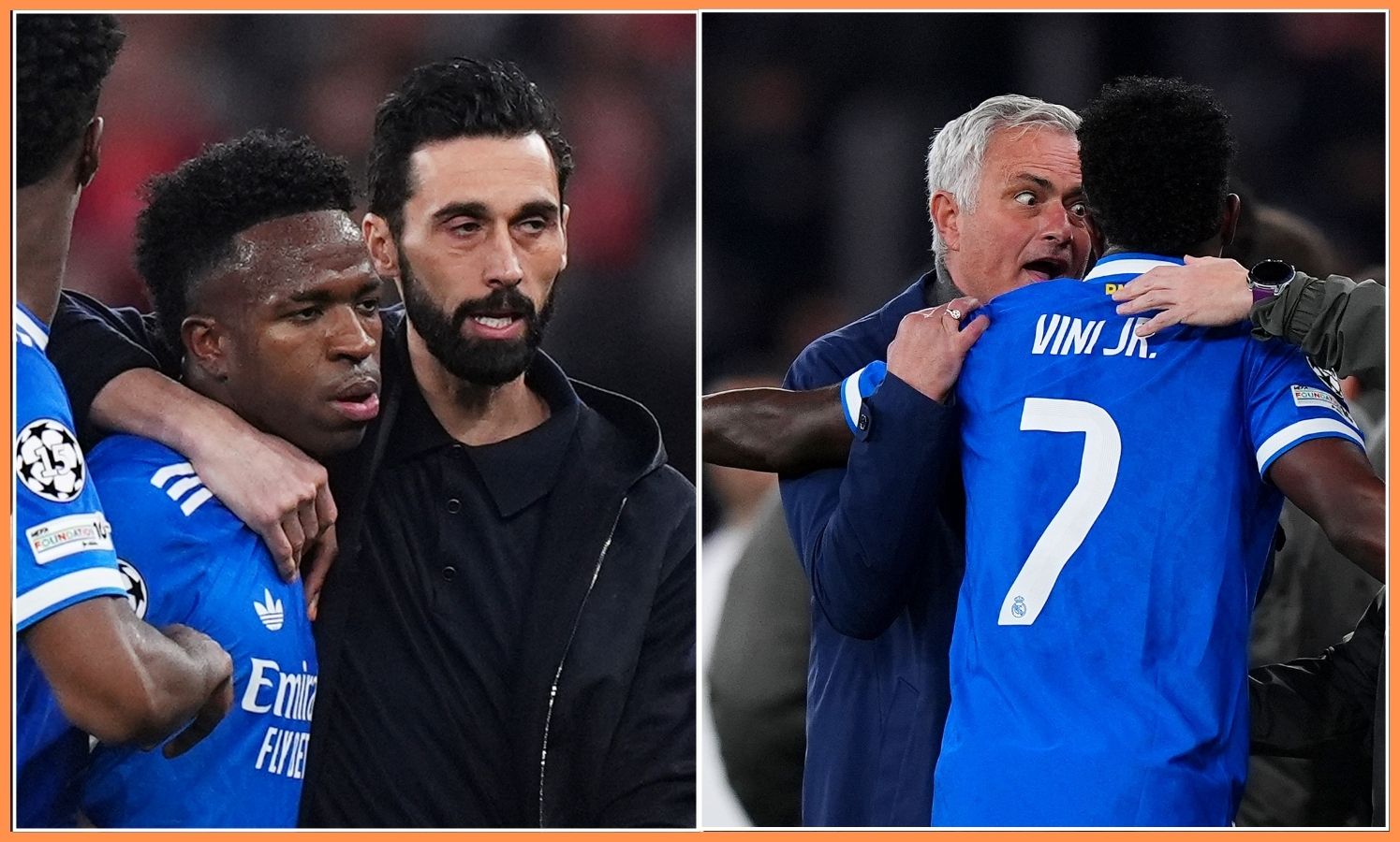 Vinicius Junior with Alvaro Arbeloa and Jose Mourinho