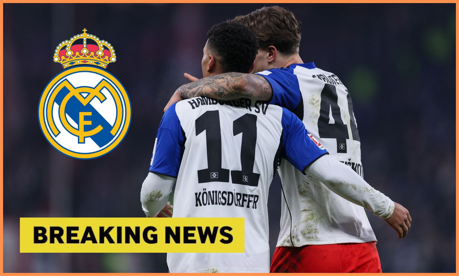 Luka Vuskovic celebrates, and Real Madrid logo