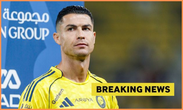 Cristiano Ronaldo and 'breaking news' banner